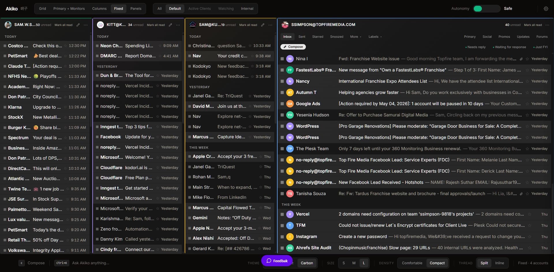 Akiko product interface